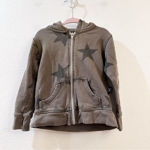 Nununu Star Zipper Sweatshirt Hoodie Olive Green Size 18-24